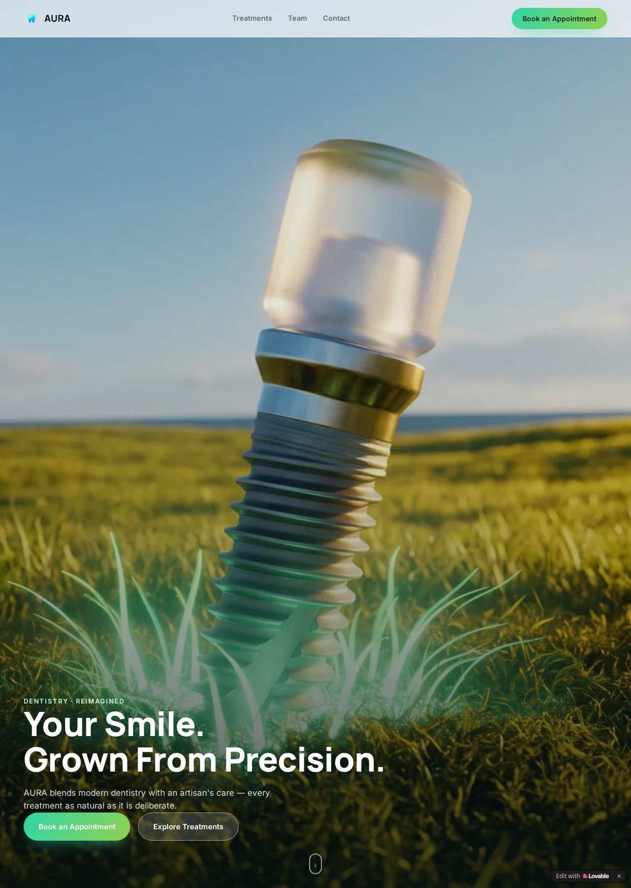 Anteprima reale del sito di AURA Dental Studio