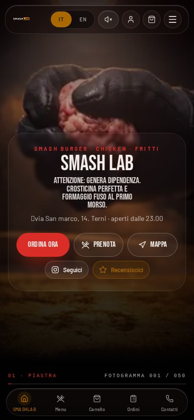 Anteprima reale del sito di SMASH LAB