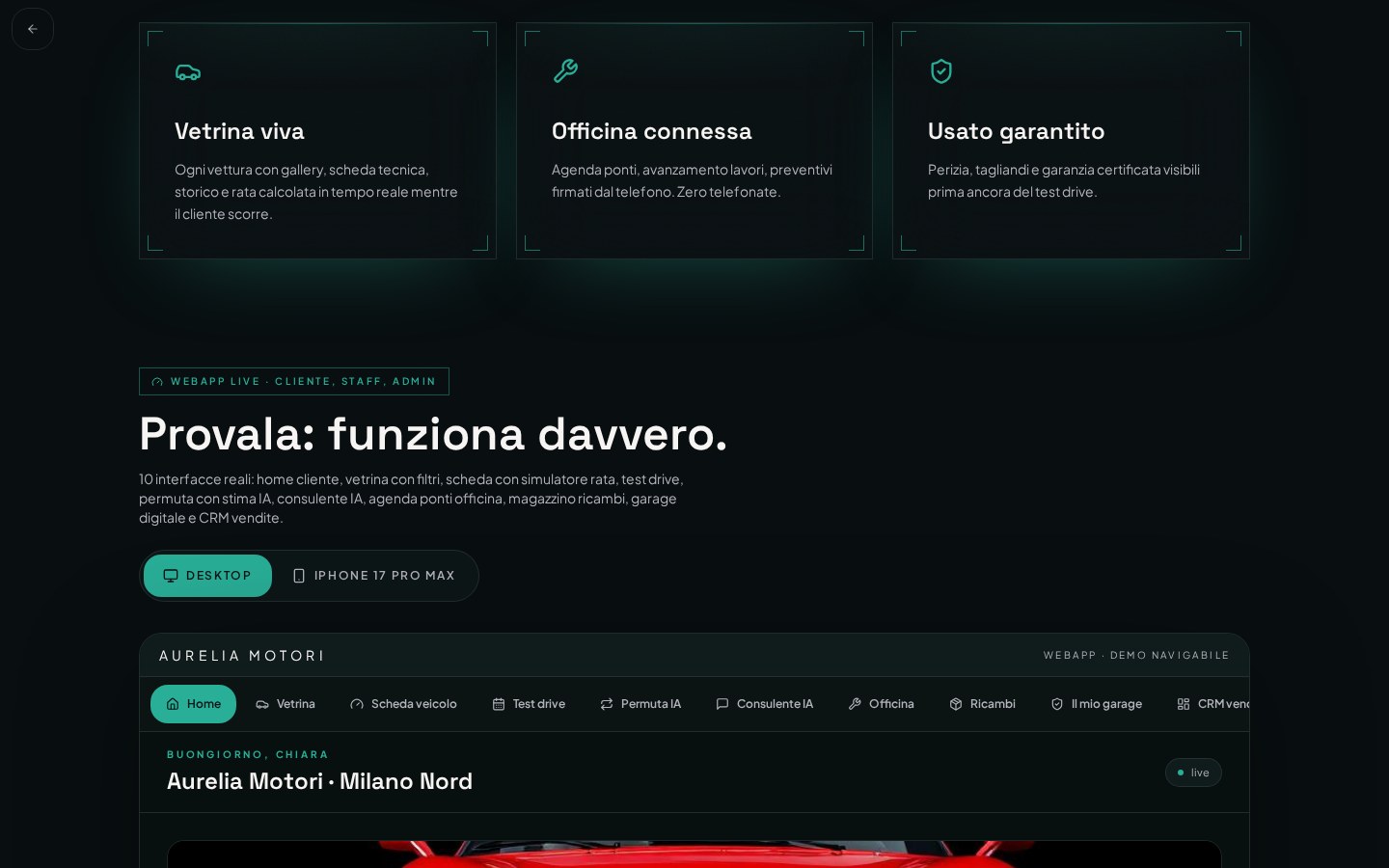 Anteprima reale del sito di Aurelia Motori